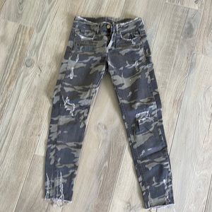 Zara Camo Moto Jeans Frayed 26 4
